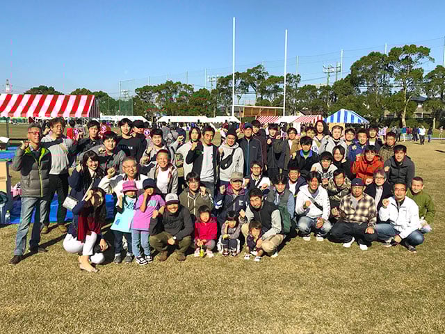 運動会での記念撮影